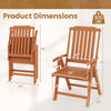 Foldable patio chair in brown, made of all-weather HDPE, featuring armrests and dimensions for easy storage and comfort.