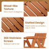 Close-up of the slatted design of a brown foldable patio chair, made of weatherproof HDPE for outdoor use.