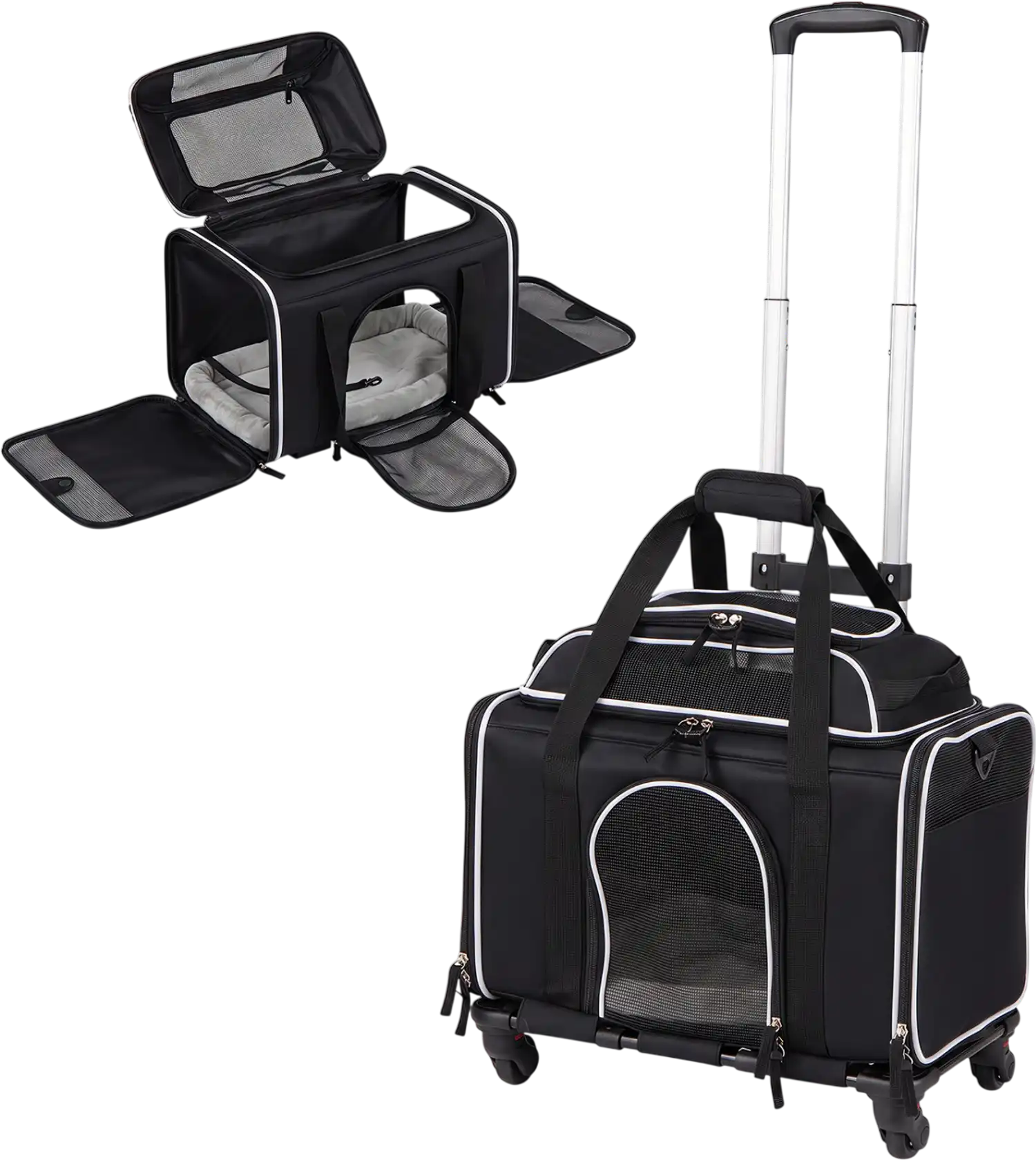 Costway Airline Approved Foldable Rolling Pet Carrier w/ Wheels for Cat Dog 53209023 New