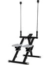Foldable stair stepper in black with detachable handlebar, designed for efficient home workouts and compact storage.