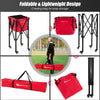 Lightweight foldable tennis ball teaching cart in red with removable bag, wheels, and sturdy aluminum frame for easy.