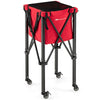 Lightweight foldable tennis ball teaching cart in red with removable bag, 4 wheels, and sturdy aluminum frame for easy.