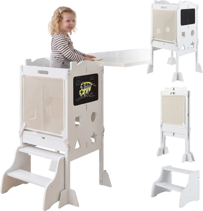 Costway Foldable Toddler Step Stool 2-Step Chalkboard 34634235 New