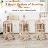 Foldable toddler step stool with three height options, ideal for kids to safely reach kitchen counters and engage in.