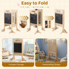 Foldable toddler tower with 2-step stool, sturdy wooden frame, and safety net for secure, independent play and learning.