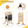 Foldable toddler tower with 2-step stool, safety net, and sturdy wooden frame for enhanced child safety and.
