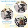 Foldable twin tandem stroller in black with adjustable handlebar, suitable for kids 6 months to 2.5 years, featuring.