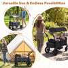 Foldable gray wagon stroller for 2 kids with removable canopy, adjustable handle, and large storage bag for outings.