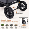 Foldable gray wagon stroller for 2 kids with EVA wheels, removable canopy, and one-step brake for secure rides.