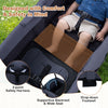 Close-up of the foldable wagon stroller's supportive backrest and safety harness for two kids, designed for comfort and.