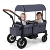 Foldable Wagon Stroller for 2 Kids Double Seater Toddler Stroller with Removable Canopy-Gray - Gallery View 1 of 10