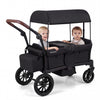 Foldable Wagon Stroller for 2 Kids Double Seater Toddler Stroller with Removable Canopy-Black - Gallery View 1 of 10
