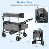 Foldable wagon stroller for 2 kids in gray, featuring adjustable handles and removable canopy, ideal for versatile use.
