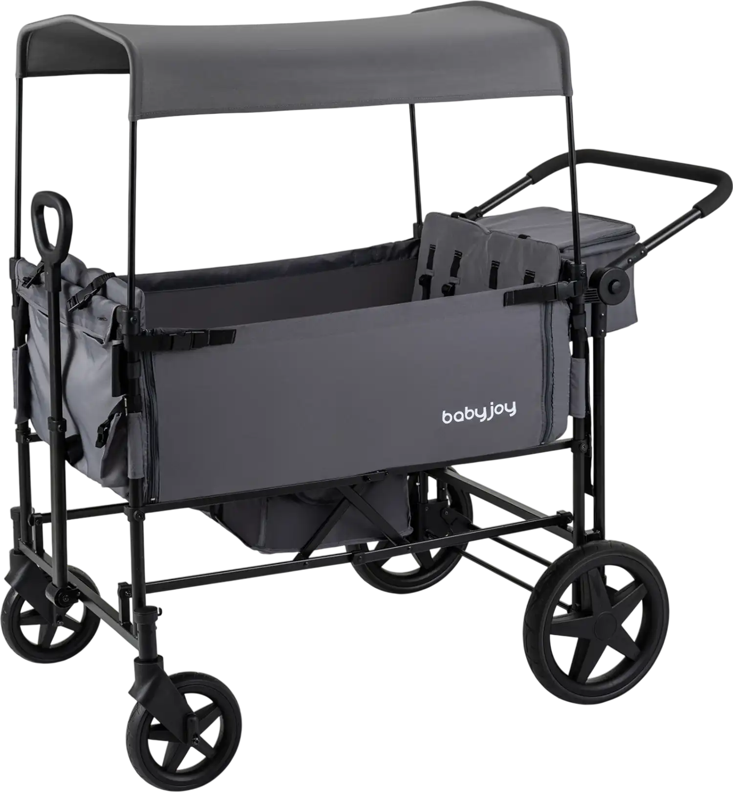 Costway Foldable 4-Kid Wagon Stroller Removable Canopy Adjustable Push 43591760 New