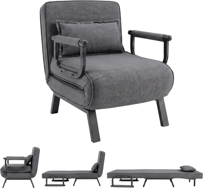 Costway Folding Convertible Sleeper Bed Armchair Lounge Chair w/ Pillow 40589761 New