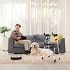 Folding height adjustable walking frame with armrest support, silver, designed for mobility assistance at home.