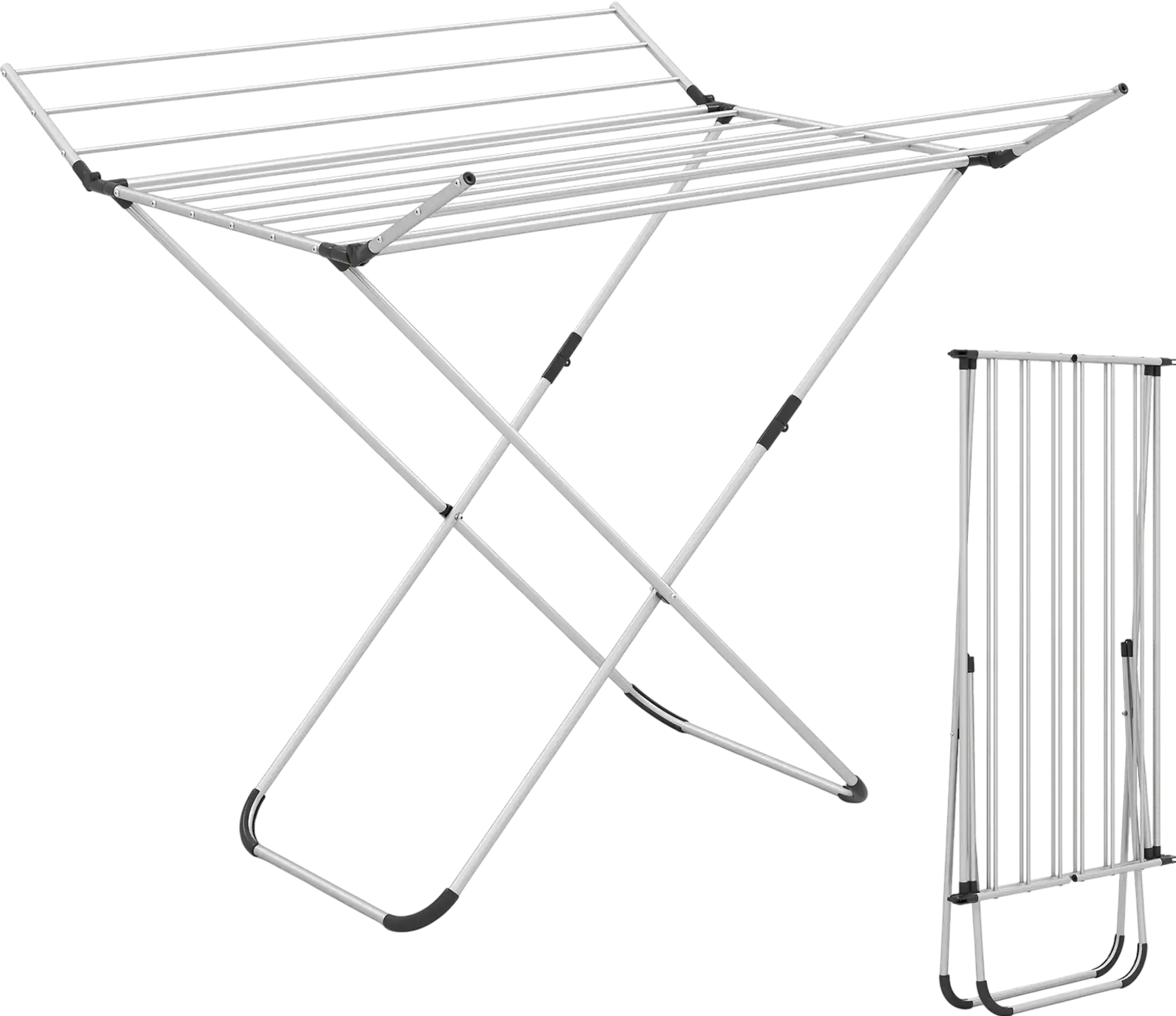 Costway Folding Aluminum Clothes Drying Rack w/ 2 Side Wings 84141343 New