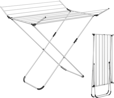 Costway Folding Aluminum Clothes Drying Rack w/ 2 Side Wings 84141343 New