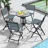 Folding Bar Stools Set of 2 Backrest Humanized Footrest-Blue - Gallery View 1 of 8