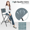 Folding bar stool set with blue high-quality fabric, sturdy metal frame, and practical footrest for outdoor use.
