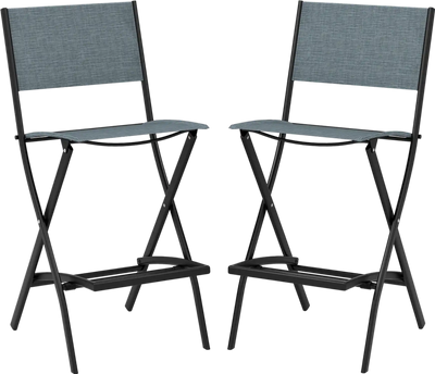 Costway Folding Bar Stools Set of 2 with Backrest Footrest 59348716 New