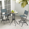 Folding bar stools set of 2 in blue with backrest and footrest, perfect for patio or garden use.