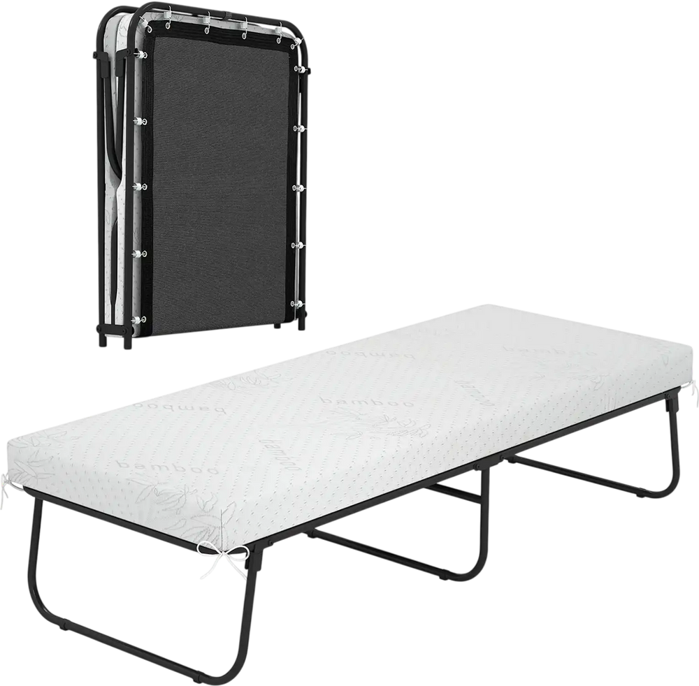 75 x 31 Inch Folding Bed with Mattress Cot Size with Memory Foam