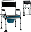 4-in-1 Folding Bedside Commode Chair with Detachable Bucket and Towel Holder