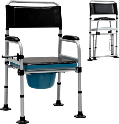 Costway 4-in-1 Folding Bedside Commode Chair w/ Detachable Bucket Towel Holder 61972854 New