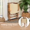 Folding camp chairs set of 2 in beige, lightweight at 6 lbs each, perfect for camping or beach use, space-saving design.