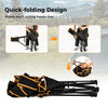 Folding camping chair with footrest in black, featuring a quick-folding design for hassle-free transport and storage.