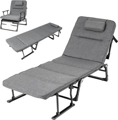 Costway 3-in-1 Folding Camping Cot Sofa Chaise Lounge Chair with Mattress 63824551 New