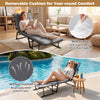 Folding camping cot in gray with removable cushion, showcasing 3 in 1 convertible design for versatile lounging options.