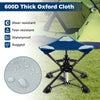 Folding camping stool with 360° swivel, sturdy 600D oxford cloth, and anti-sink feet for stability at outdoor events.