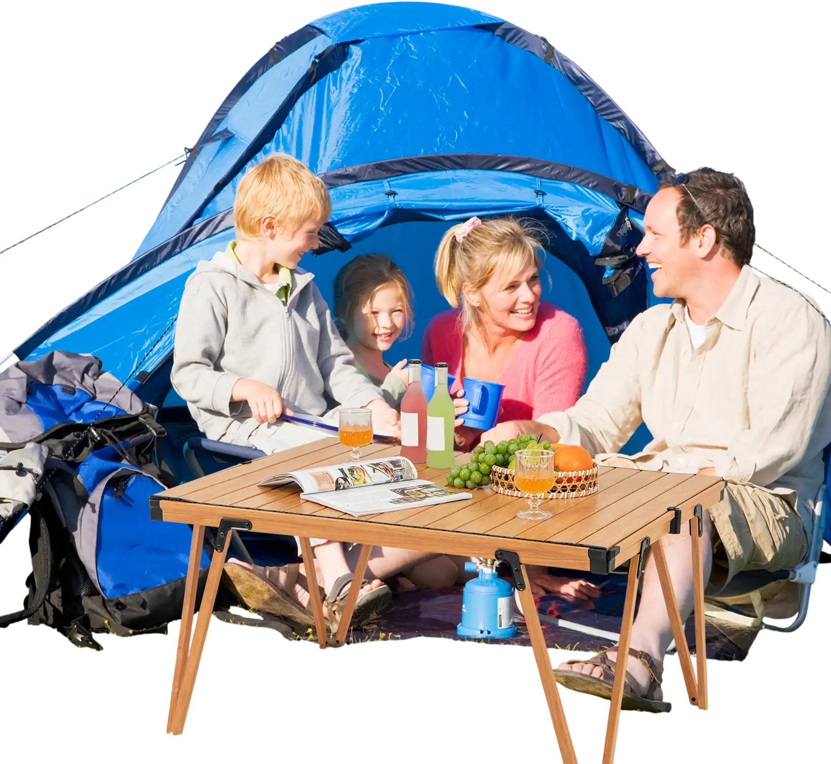 Costway Folding Camping Picnic Table Waterproof Desktop Brown 82751639 New