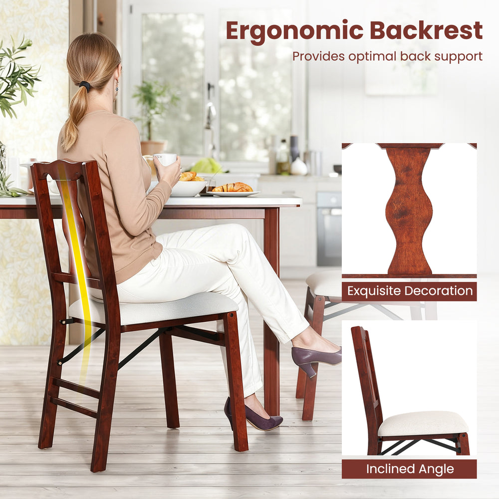 Upholstered dining chair with ergonomic backrest, brown rubber wood frame, and comfy padded seat for optimal support.
