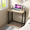 Space-saving folding computer desk with natural wood finish and sturdy metal frame, perfect for home office use.