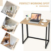 Folding computer desk with a natural wood finish, ideal for small spaces in home, office, or dormitory use.