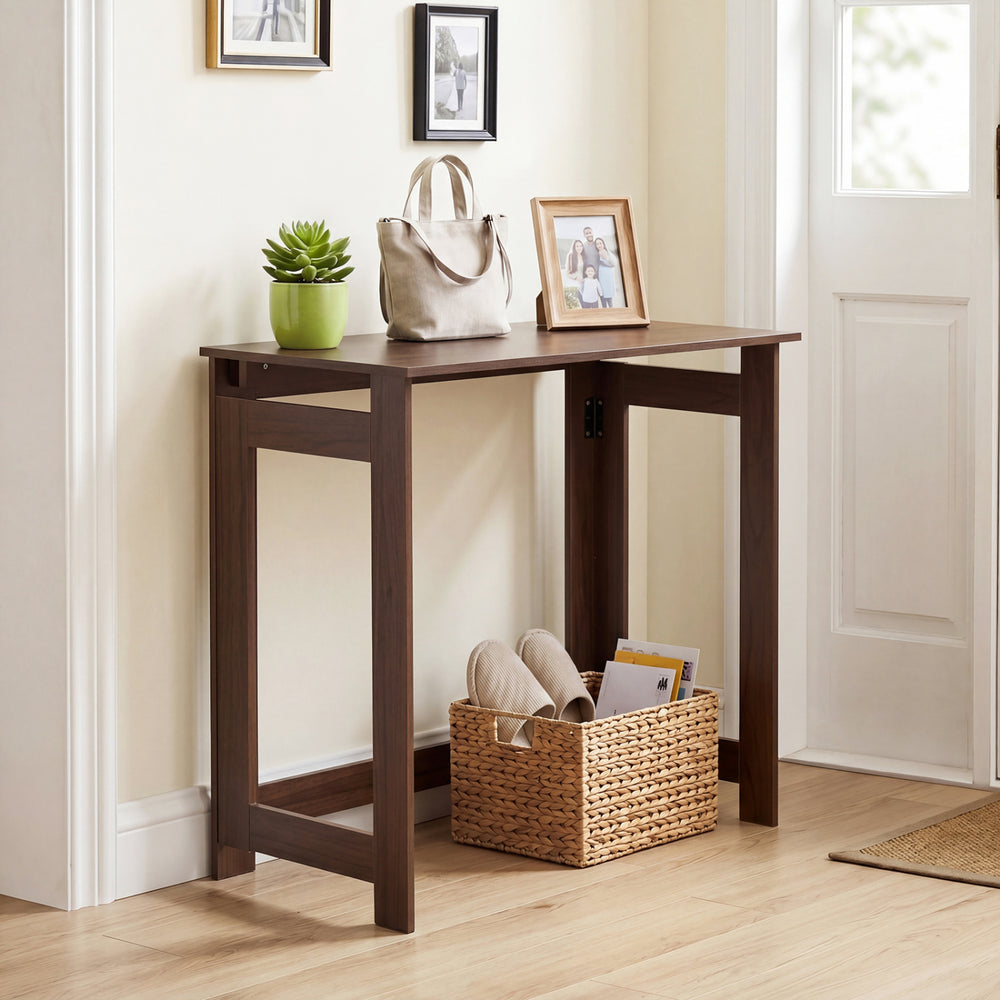Folding Console Table with Foldable Legs-Brown - Gallery View 1 of 10