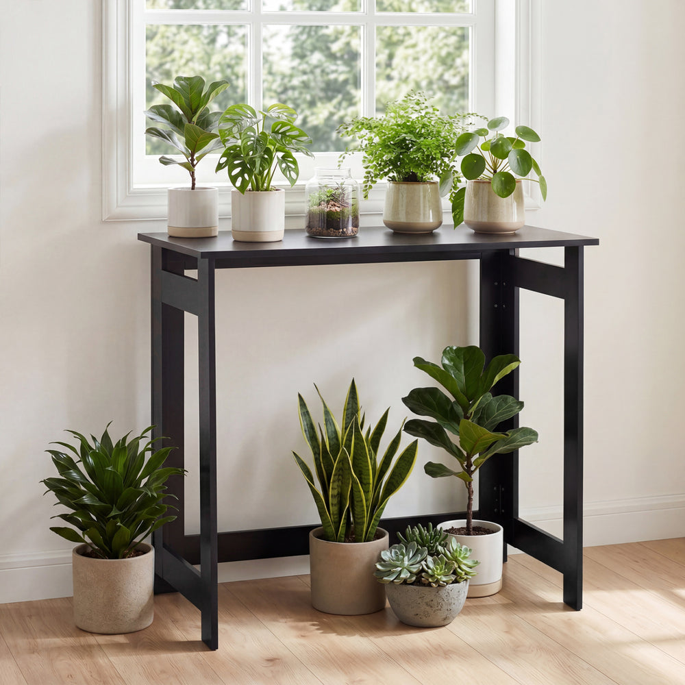 Folding Console Table with Foldable Legs-Black - Gallery View 1 of 10
