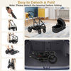 Folding 3-in-1 stroller with detachable bassinet, lightweight aluminum frame, and spacious storage for baby essentials.