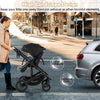3-in-1 folding convertible stroller in black, featuring a detachable bassinet and high landscape design for safety.