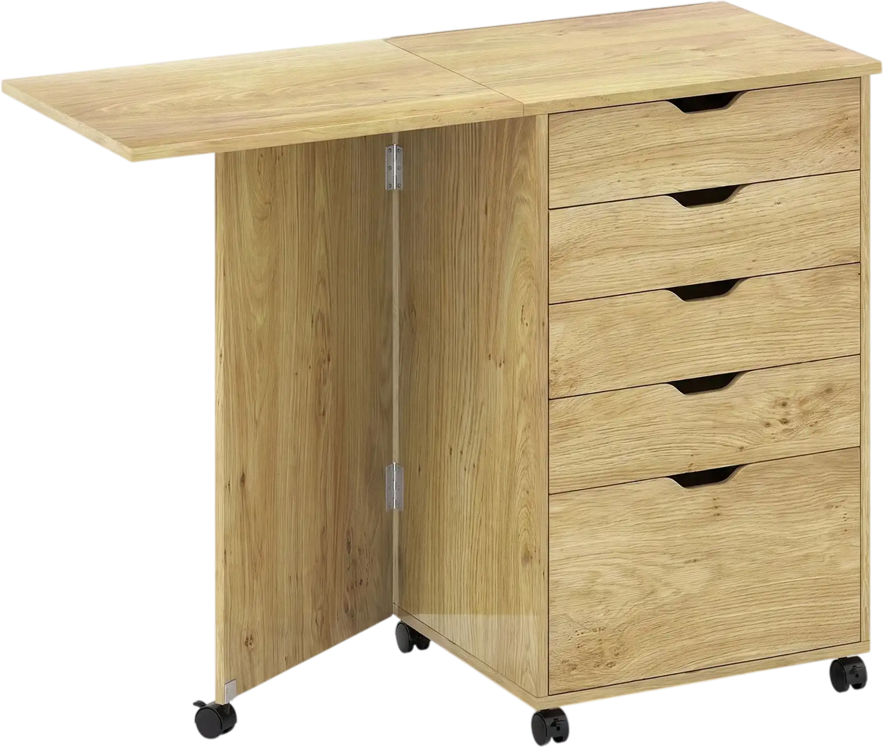 Costway Folding Desk with Storage Drawers & Wheels 37822113 New