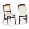 Folding dining chair set of 4 in coffee, featuring rubber wood frame and linen padded seat for kitchen or dining room.
