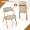 Folding dining chair with cushion features a solid rubber wood frame, ergonomic design, and space-saving convenience.