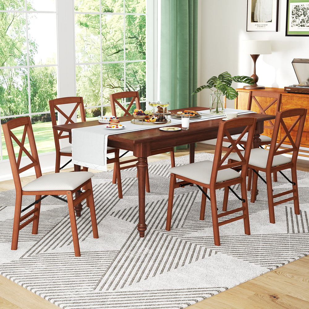 Folding dining chairs set of 2 with padded seat and rubber wood frame, perfect for small spaces and stylish dining.