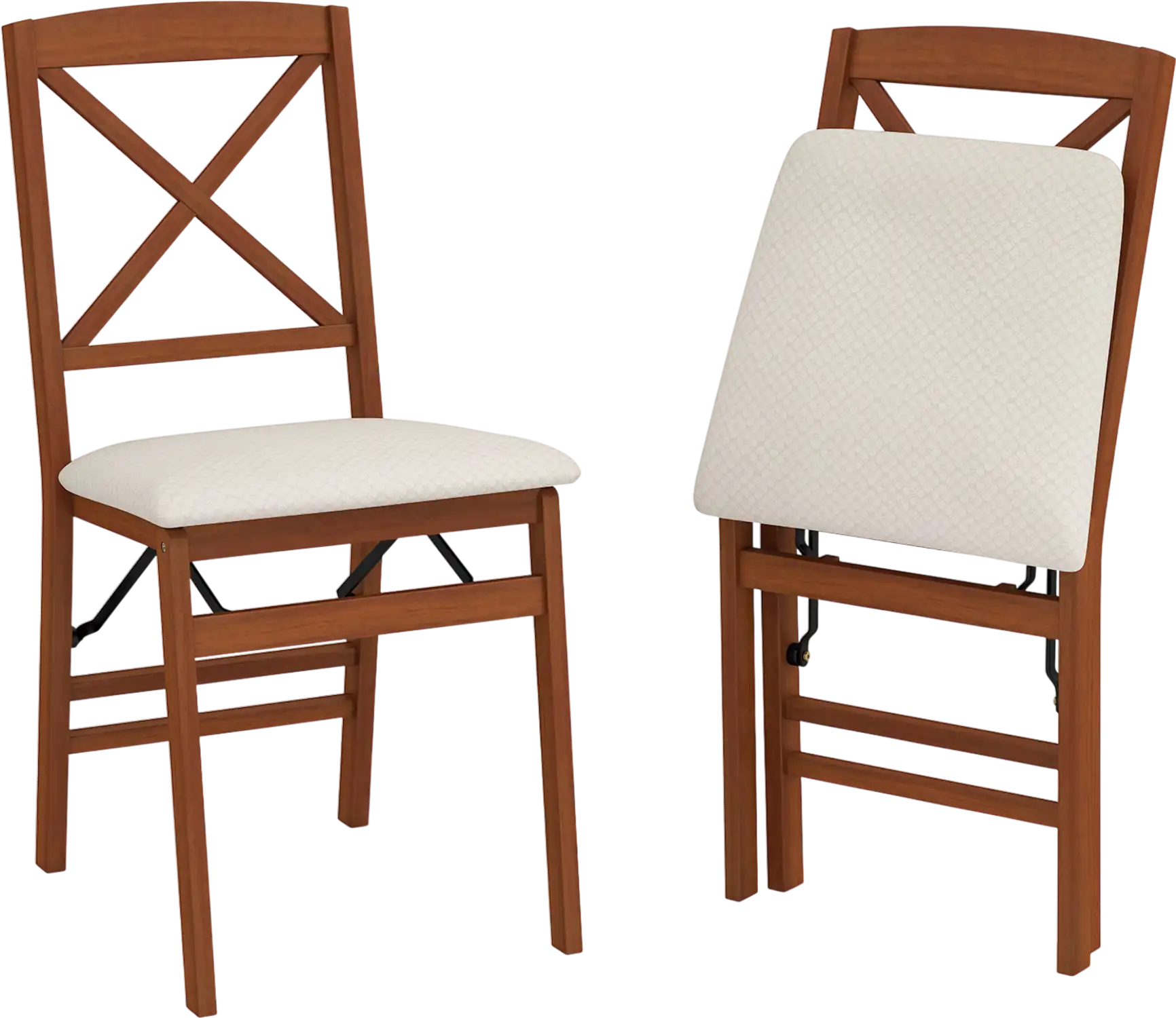 Costway Folding Dining Chairs Set of 2 Padded Seat Rubber Wood Frame 857163249 New