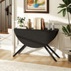 Folding dining table with drop leaves in black, featuring an X-shaped metal frame, ideal for compact spaces.