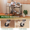 Folding dining table with expandable laptop surface, rustic brown finish, and 5 universal casters for easy movement.