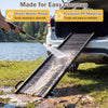 Folding dog ramp with a non-slip surface, designed for large dogs, offers easy access to vehicles and quick cleaning.